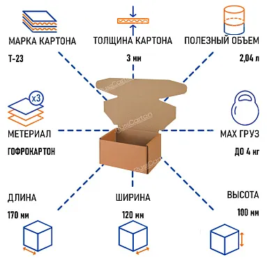 Почтовый короб тип "Ж" 1-й Класс, 170х120х100 мм, Т-23 бурый