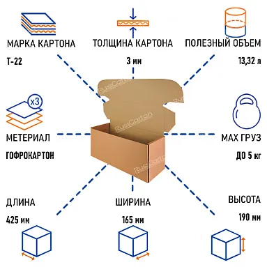 Почтовый короб тип "В", 425х165х190 мм, Т-23 бурый