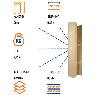 Бумага оберточная (мягкая), рулон 0.84 х 40 м