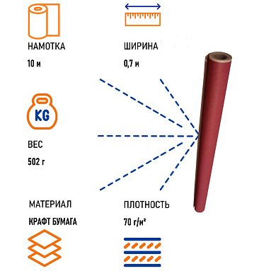 Бумага крафт "Тонировка, бордо", 0.7х10 м