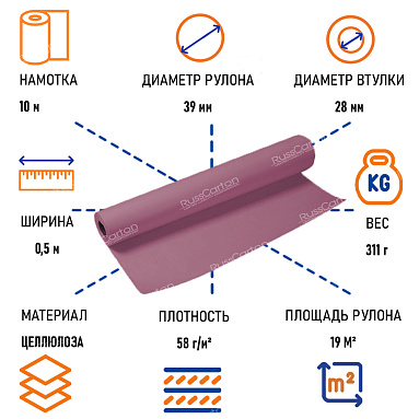 Пергамент винно-красный, рулон 0.5 х 10 м