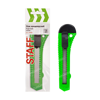 Нож канцелярский STAFF, 18 мм, фиксатор, корпус ассорти