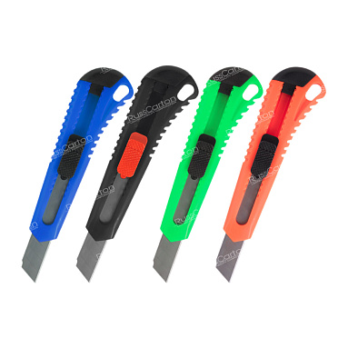 Нож канцелярский BRAUBERG "Classic", 18 мм, фиксатор, корпус ассорти