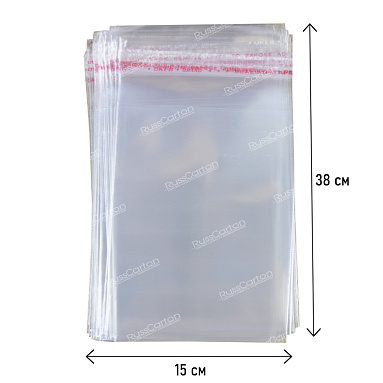 БОПП пакет с клапаном, 15х38 см, 25 мкм, 100 шт.