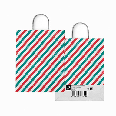 Крафт пакет с кручеными  ручками (широкая полоса), 35х26х15 см