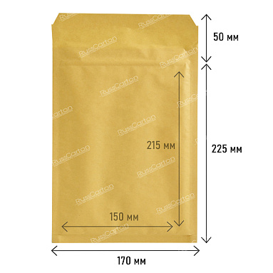 Бурый крафт пакет с прослойкой, 17х22.5 см, C/13-G