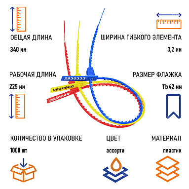 Пластиковая  пломба номерная, КП-255 мм	